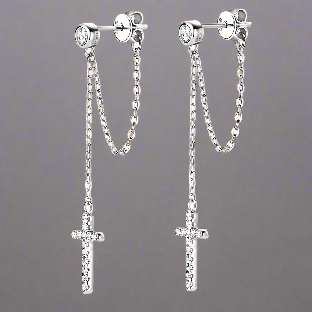 Drop Cross Earrings