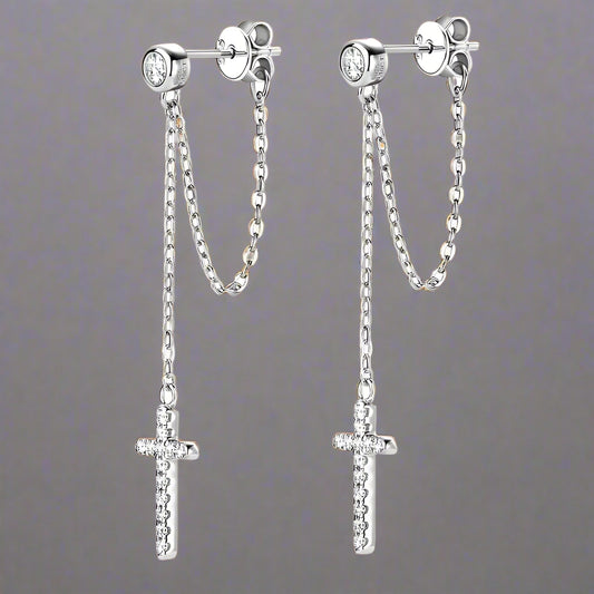 Drop Cross Earrings