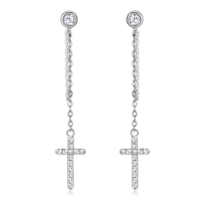 Drop Cross Earrings